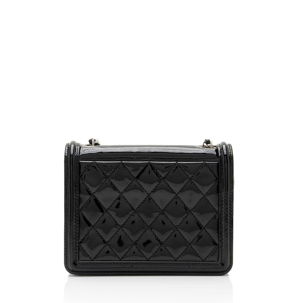 Chanel Patent Leather Striped Plexiglass Brick Boy Mini Flap Bag (SHF-0FlNDK)