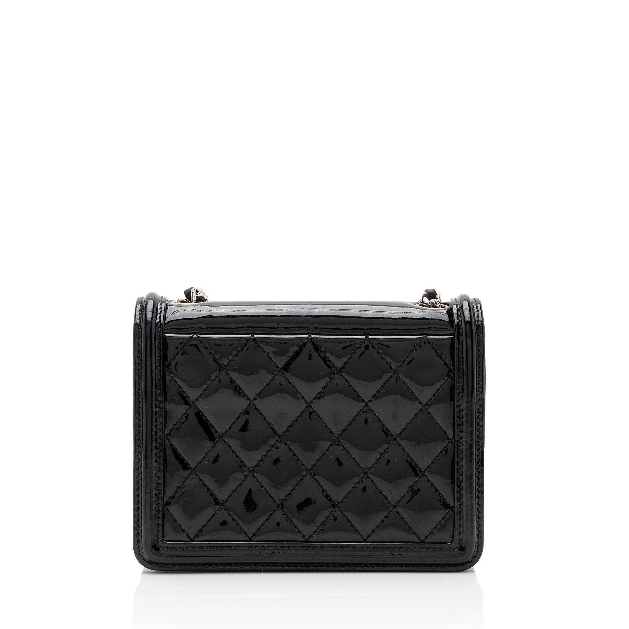 Chanel Patent Leather Striped Plexiglass Brick Boy Mini Flap Bag (SHF-0FlNDK)