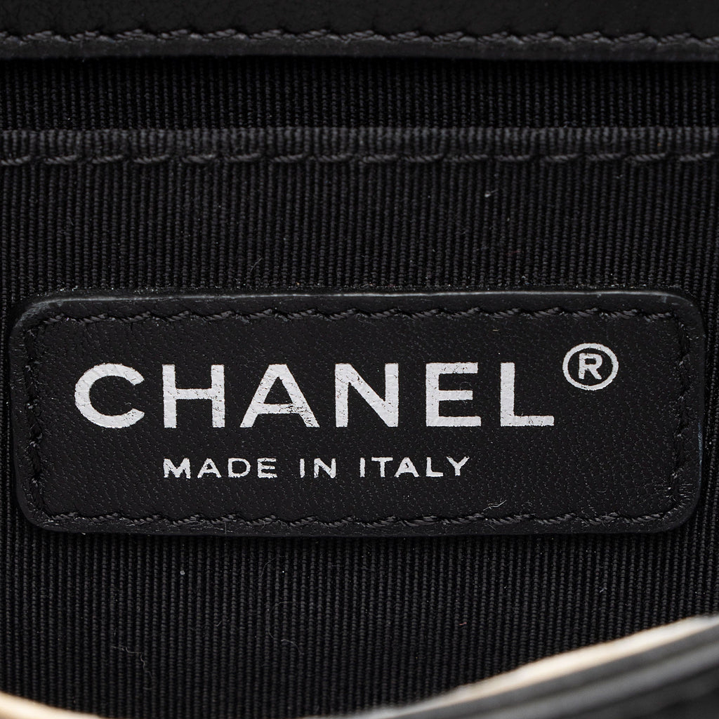 Chanel Patent Leather Striped Plexiglass Brick Boy Mini Flap Bag (SHF-0FlNDK)
