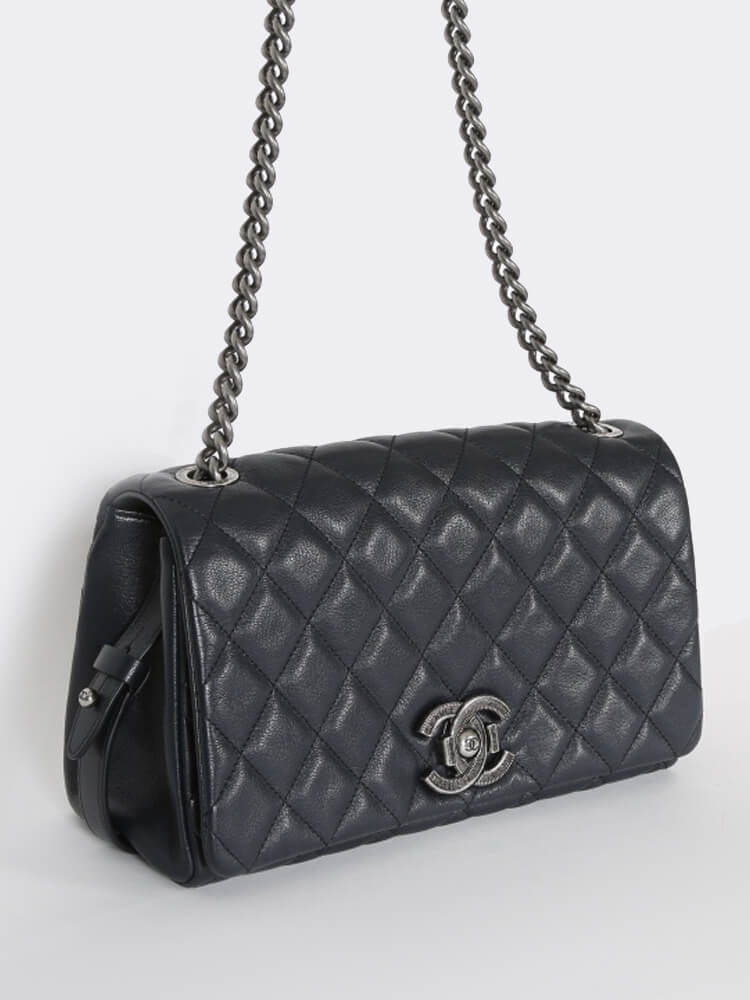 CHANEL City Rock Flap Bag Quilted Goatskin Medium