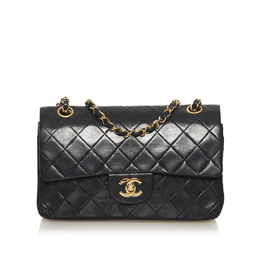 Chanel Small Classic Lambskin Leather Double Flap Bag (SHG-34538)
