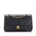 Chanel Small Classic Lambskin Leather Double Flap Bag (SHG-AUyedS)