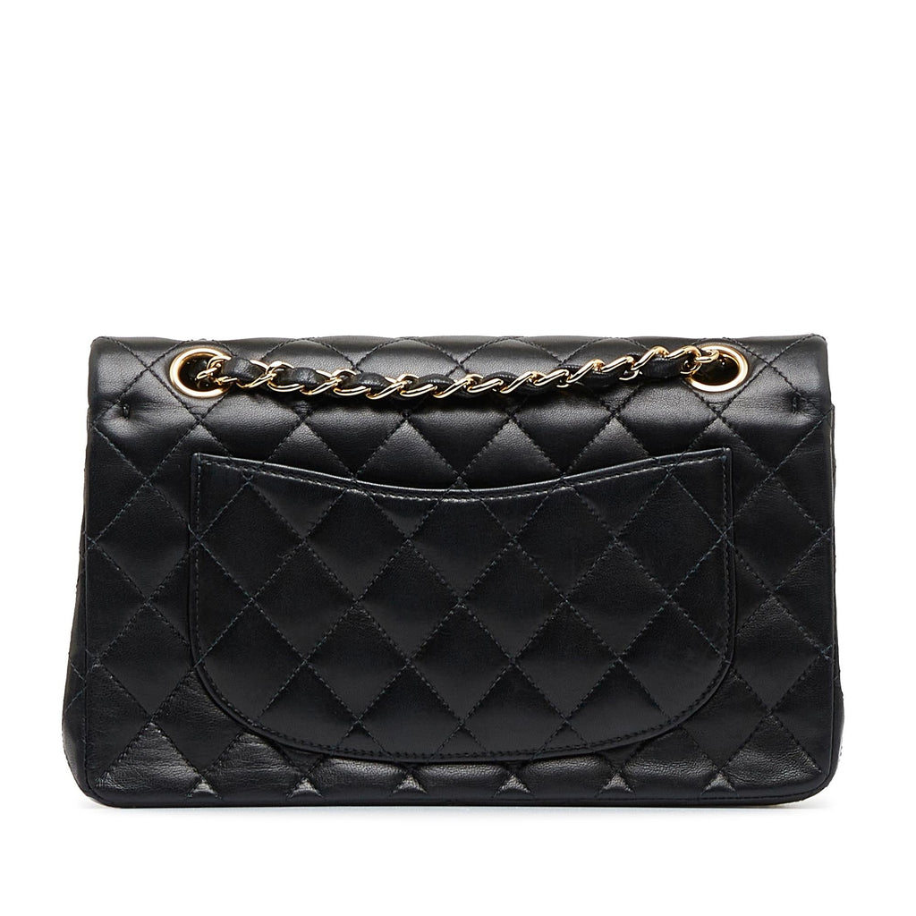 Chanel Small Classic Lambskin Leather Double Flap Bag (SHG-acYIYl)