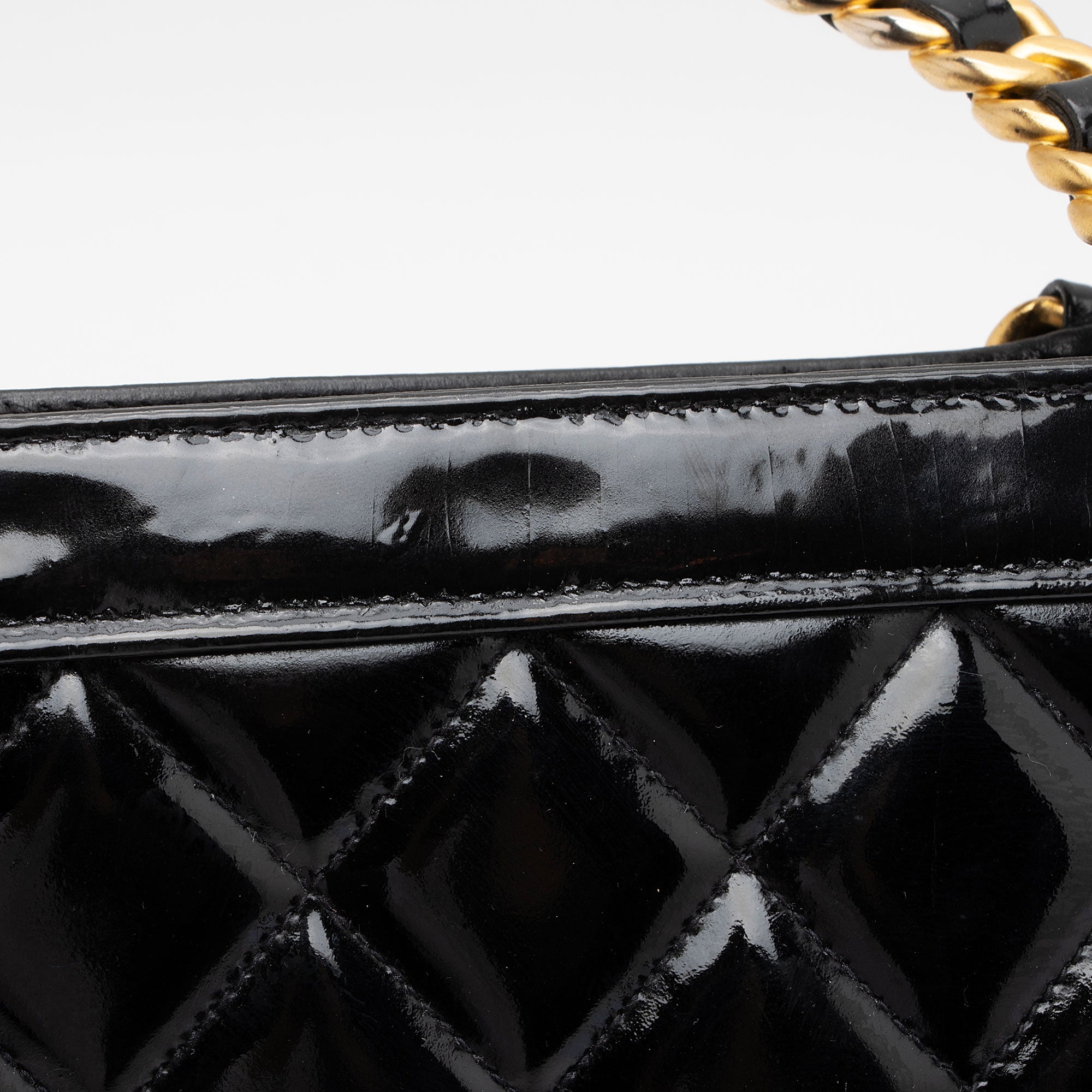 Chanel Vintage Patent Leather Chain Handle Tote (SHF-GLm7W1)