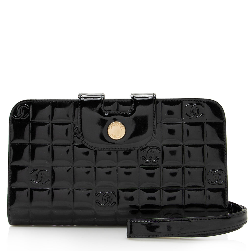Chanel Vintage Patent Leather Chocolate Bar Wallet (SHF-22754)