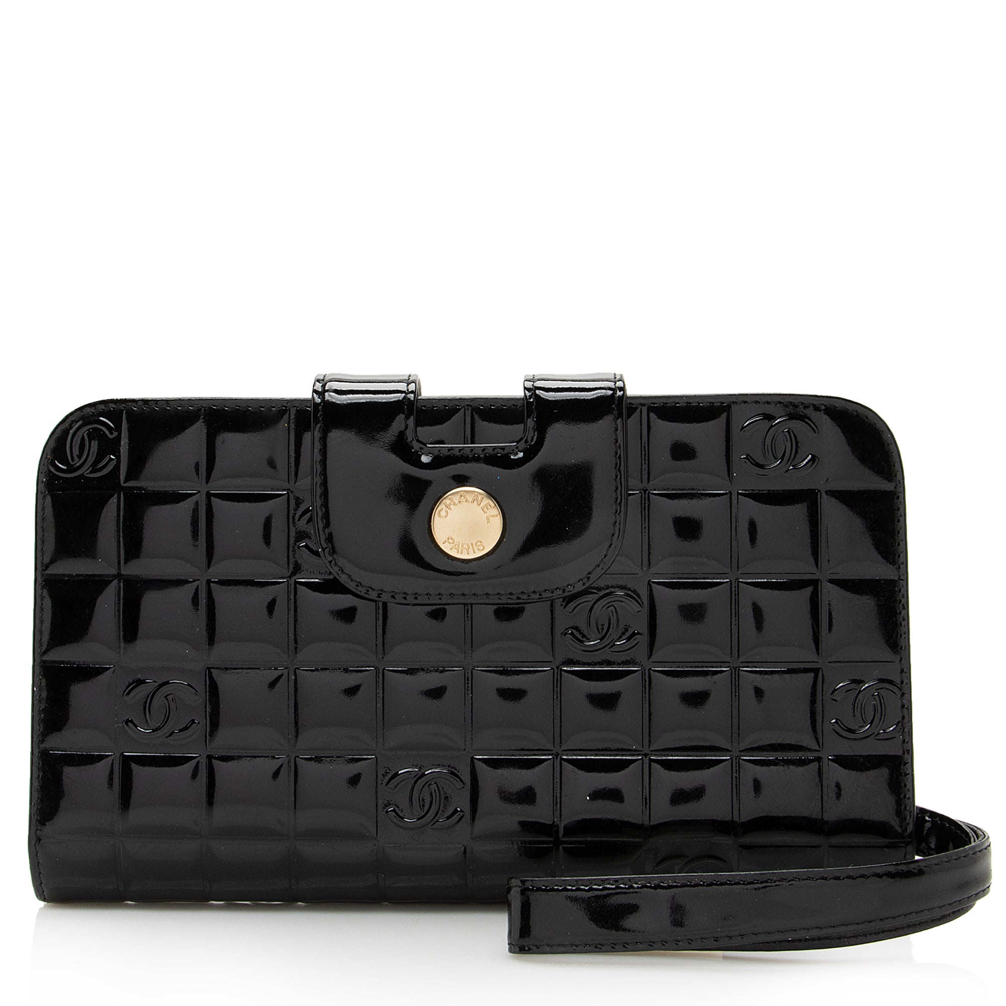 Chanel Vintage Patent Leather Chocolate Bar Wallet (SHF-22754)