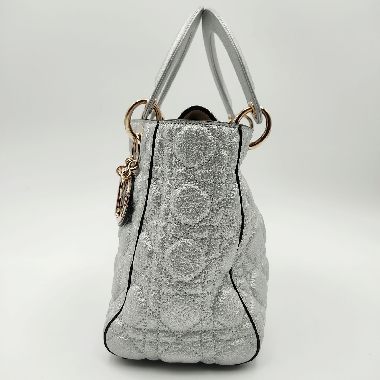 DIOR Christian Lady soft bag in silver leather