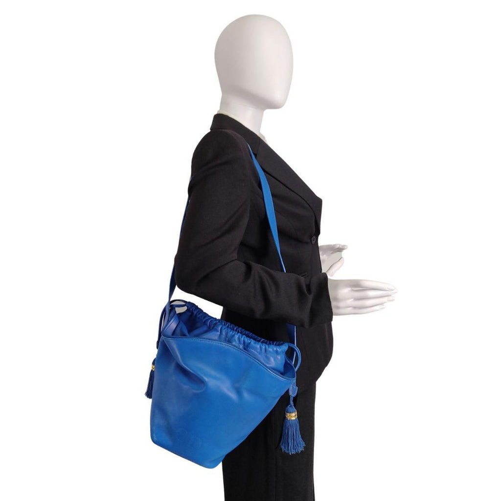 DIOR Christian vintage bucket bag in light blue leather
