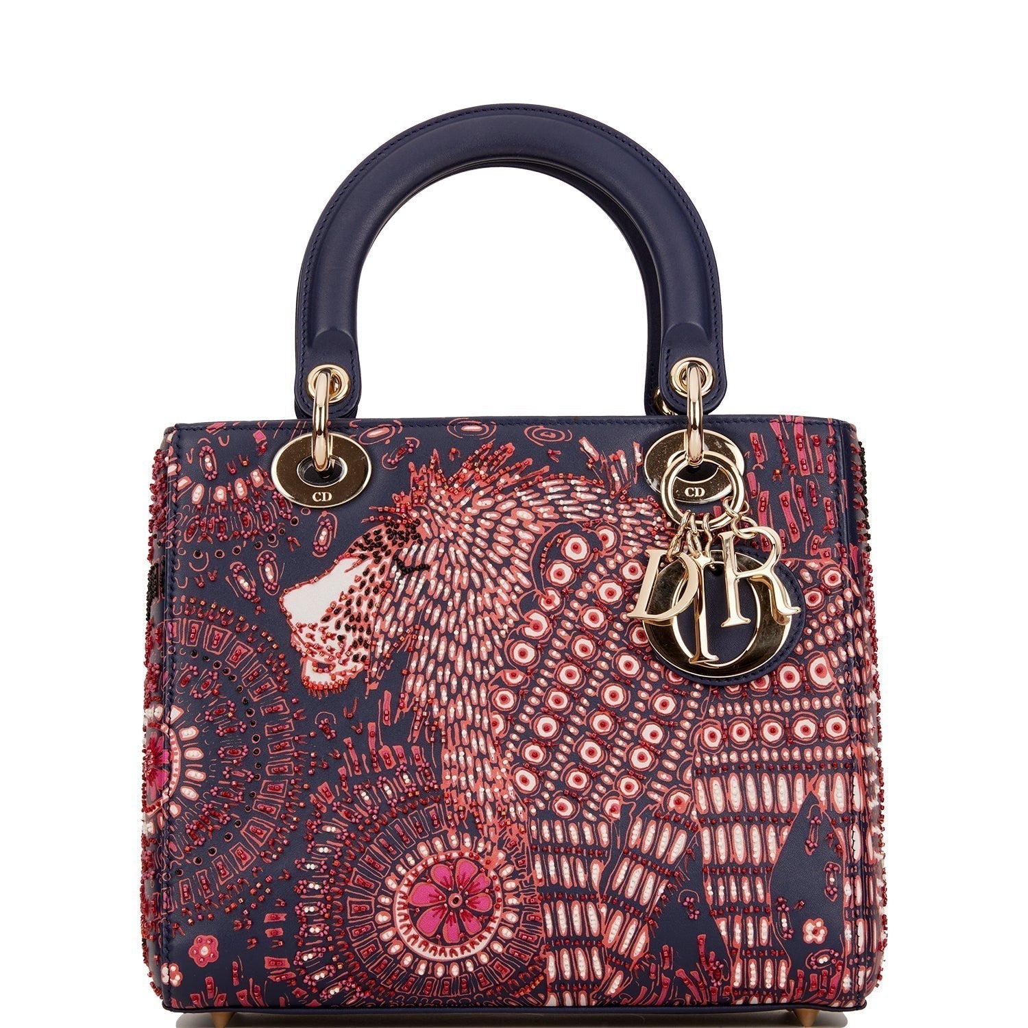 Christian Dior MeDior Tote Navy Beaded Leather Gold Hardware