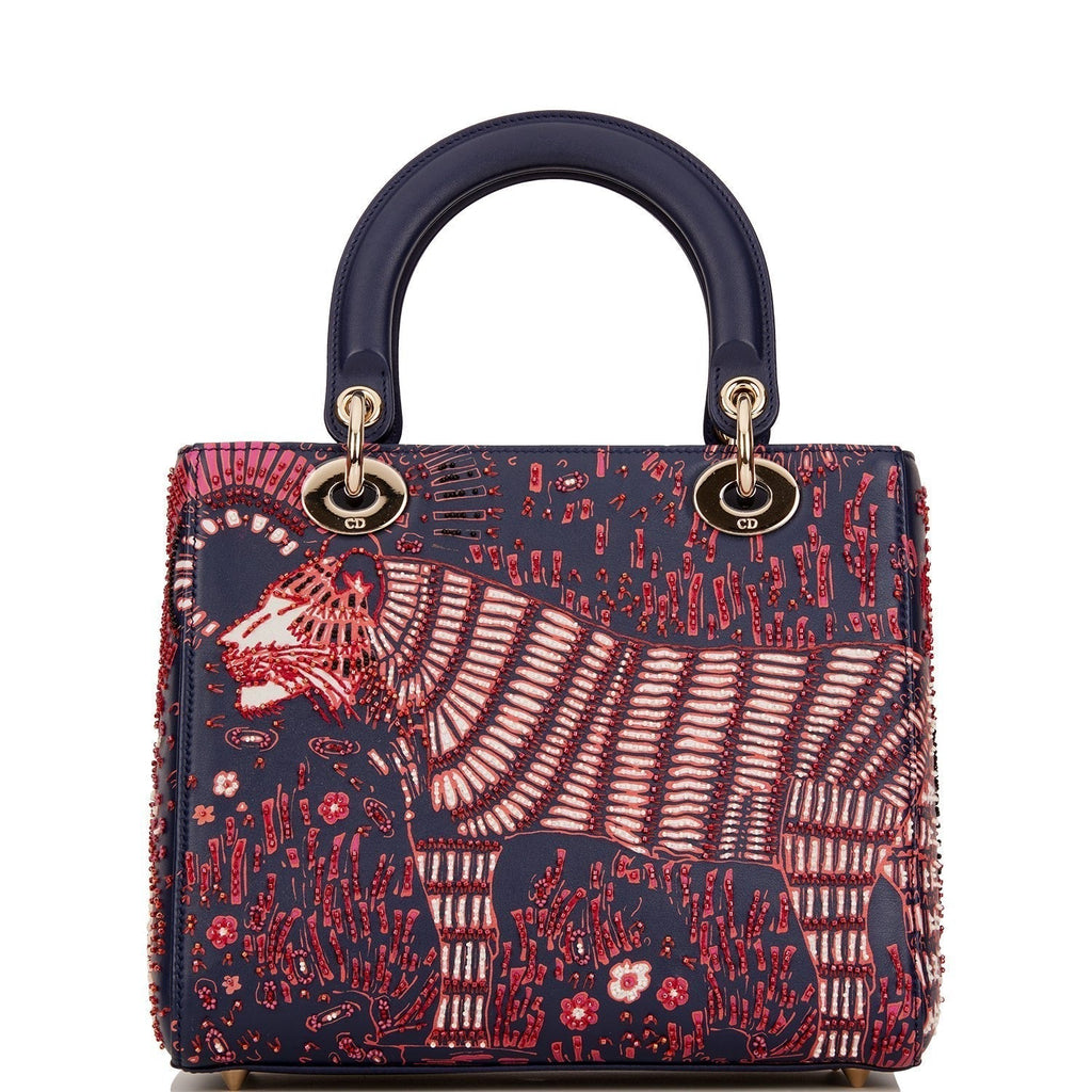 Christian Dior MeDior Tote Navy Beaded Leather Gold Hardware