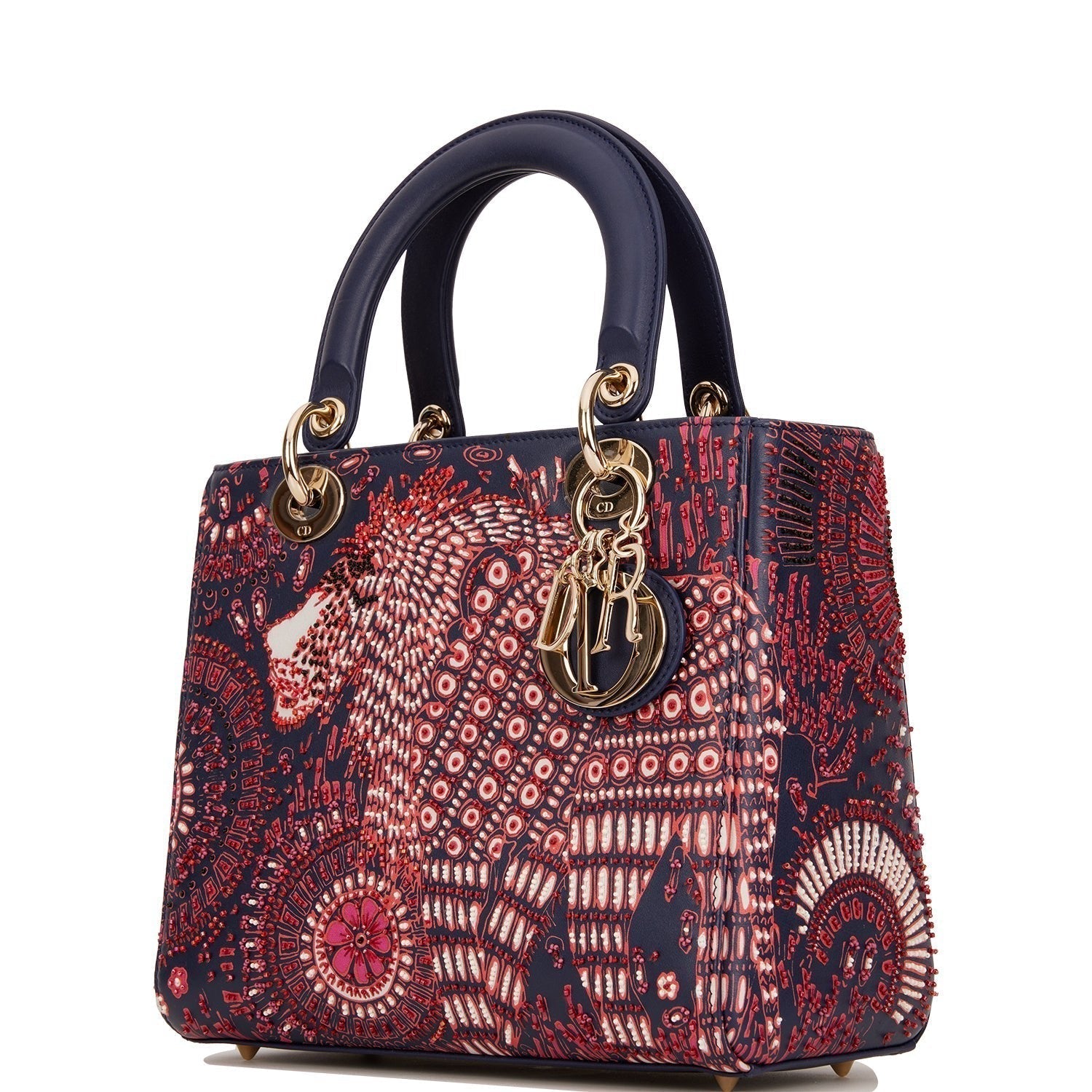 Christian Dior MeDior Tote Navy Beaded Leather Gold Hardware