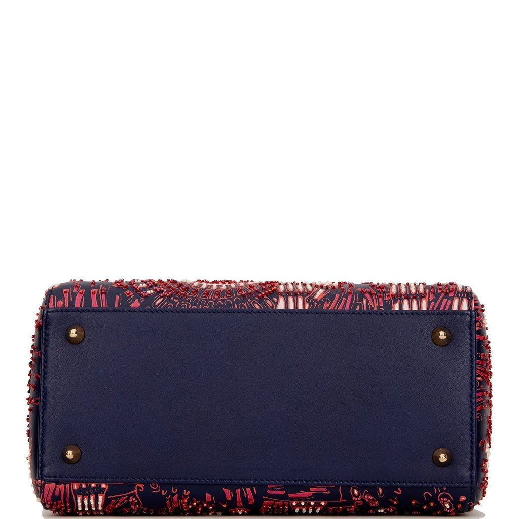Christian Dior MeDior Tote Navy Beaded Leather Gold Hardware