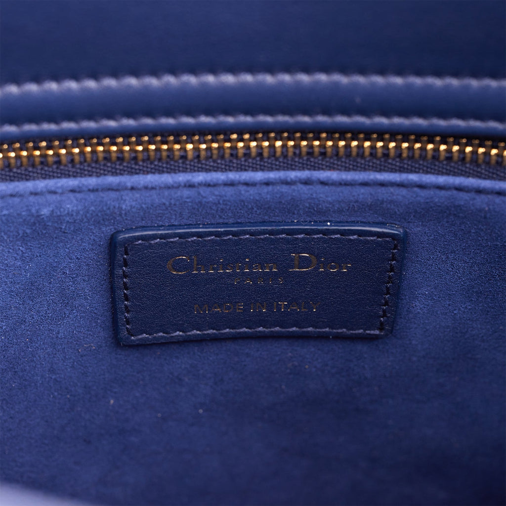 Christian Dior MeDior Tote Navy Beaded Leather Gold Hardware
