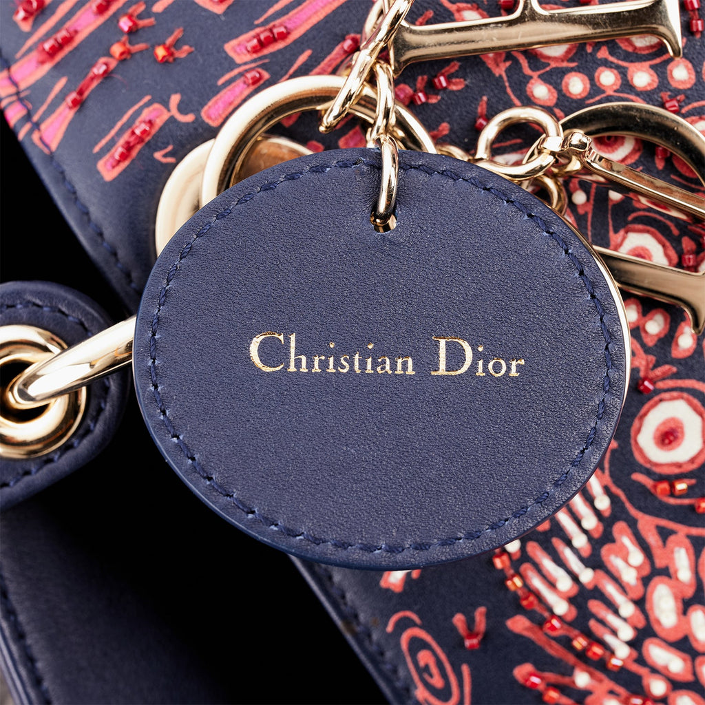 Christian Dior MeDior Tote Navy Beaded Leather Gold Hardware