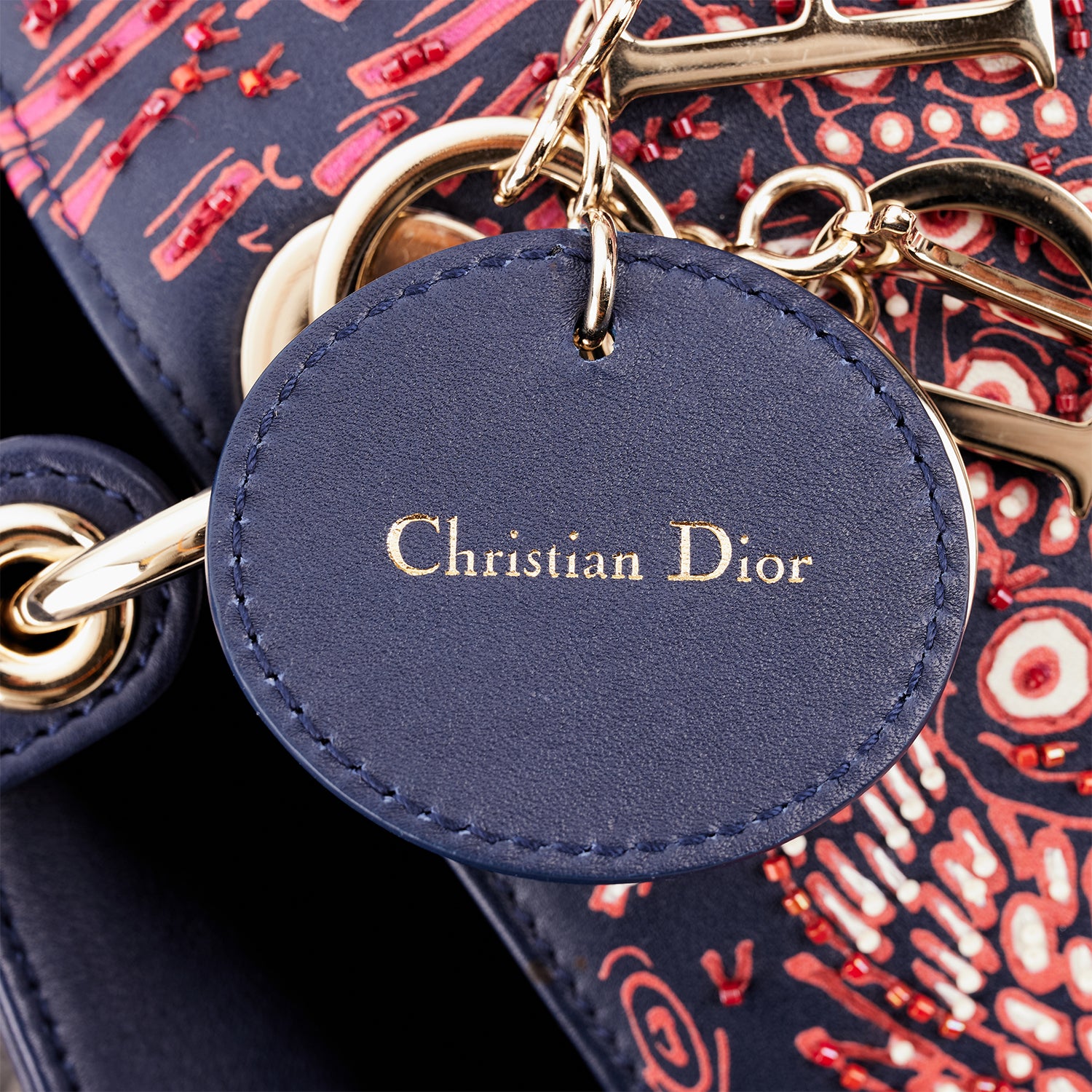 Christian Dior MeDior Tote Navy Beaded Leather Gold Hardware