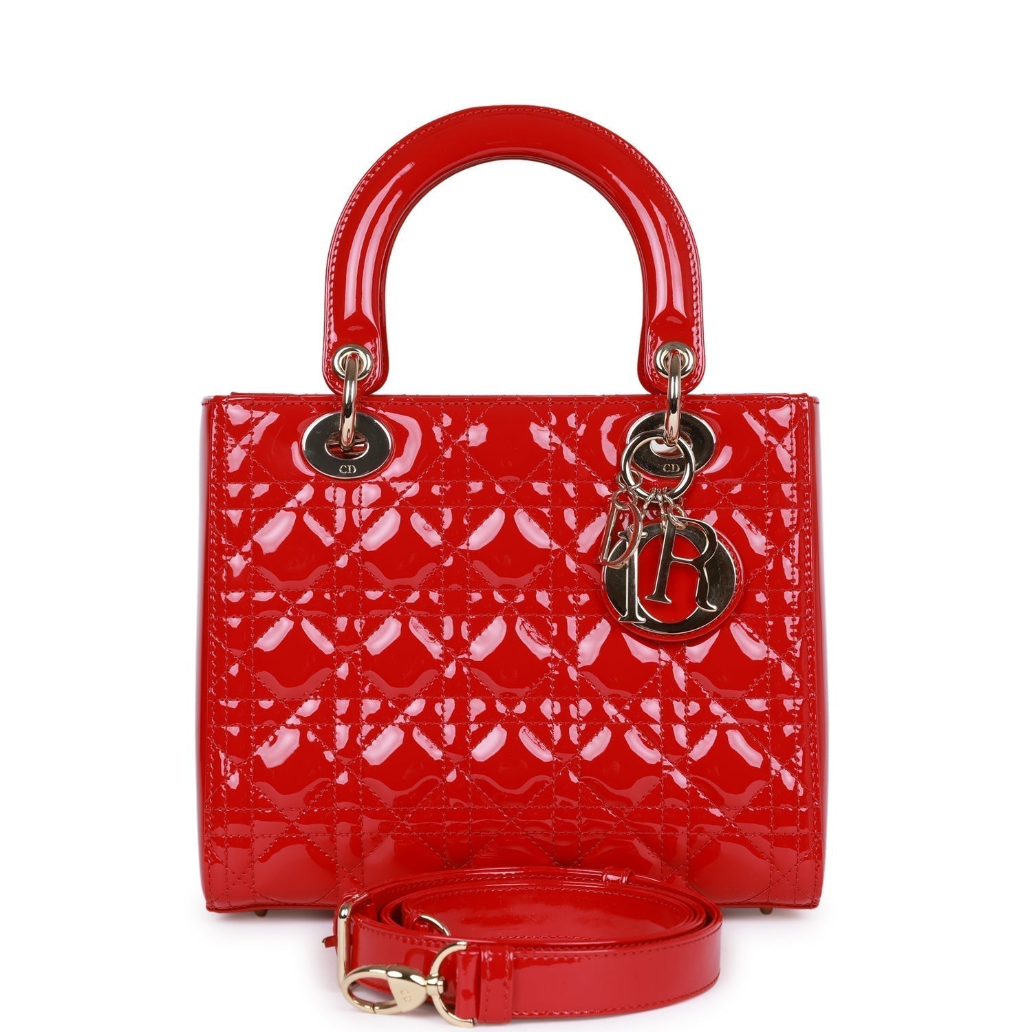 Christian Dior MeDior Tote Red Patent Gold Hardware