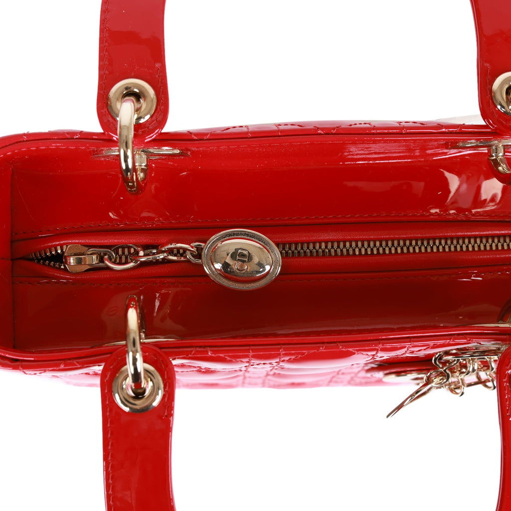 Christian Dior MeDior Tote Red Patent Gold Hardware