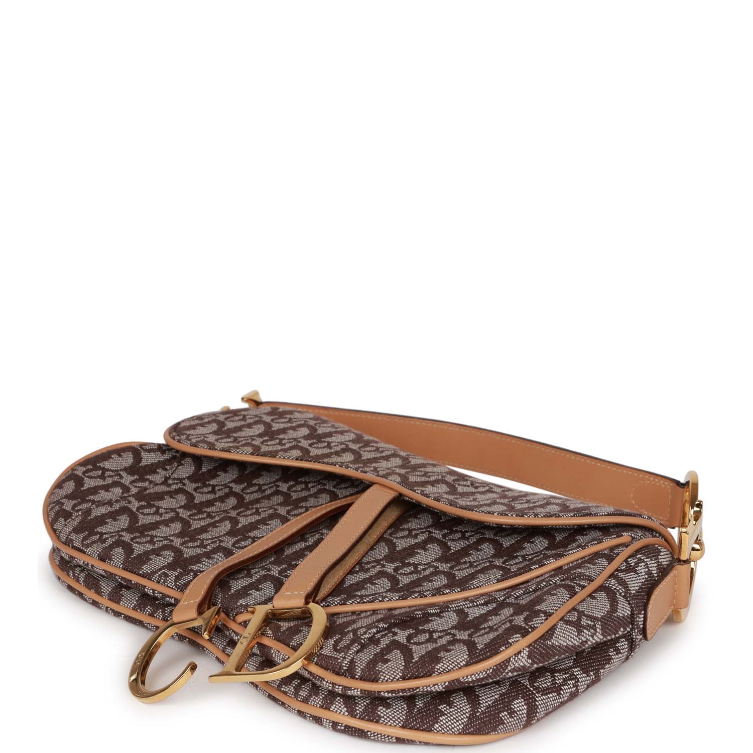 Christian Dior Double Saddle Bag Brown Diorissimo Canvas Gold Hardware