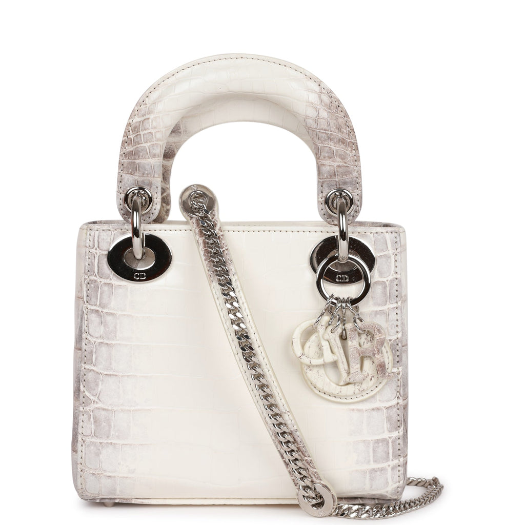 Christian Dior Small Lady Dior Tote White Himalaya CrocoDior Hardware