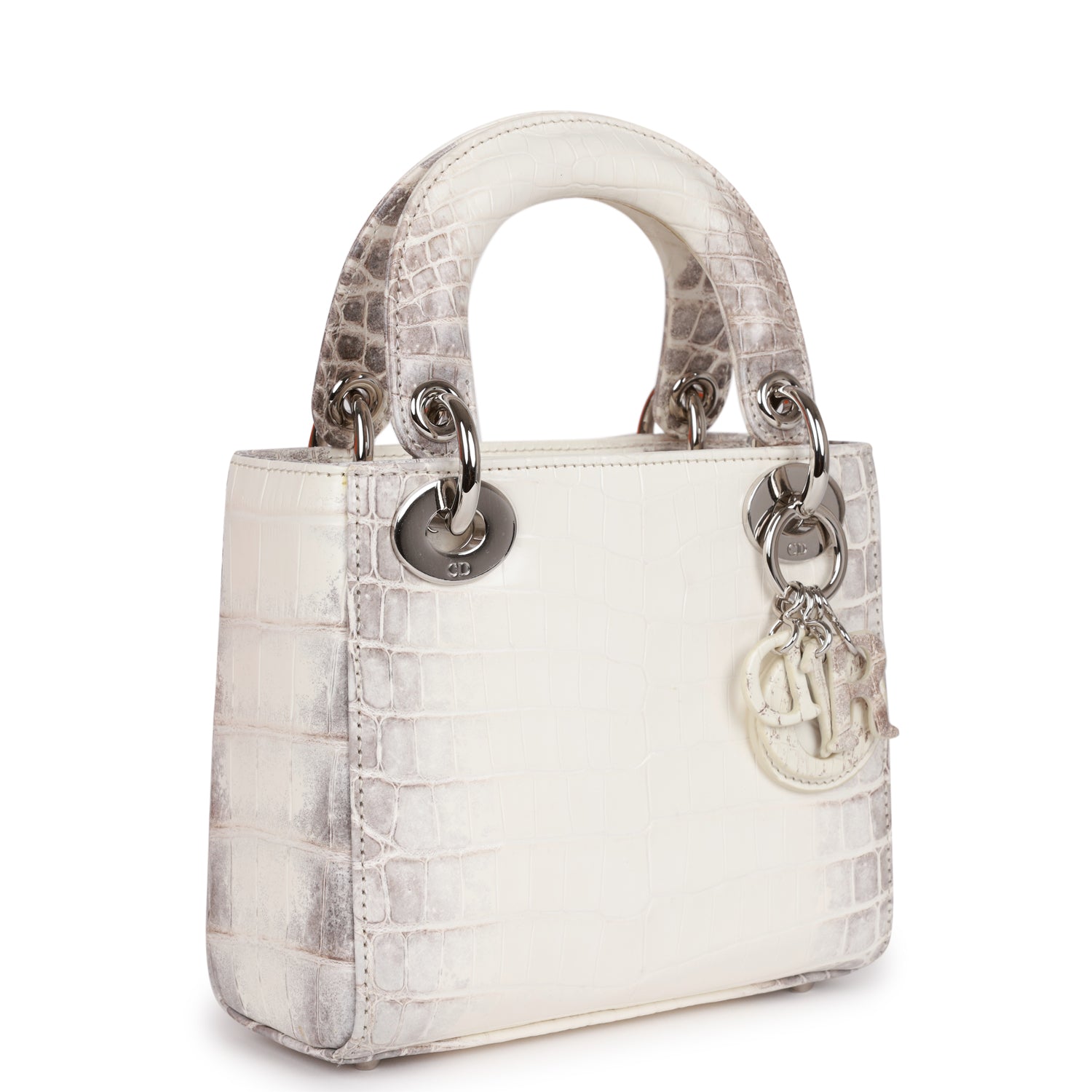 Christian Dior Small Lady Dior Tote White Himalaya CrocoDior Hardware