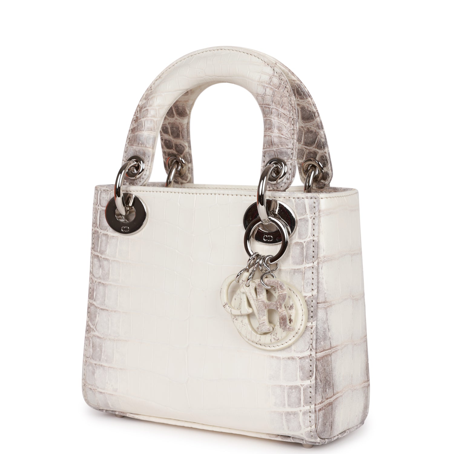 Christian Dior Small Lady Dior Tote White Himalaya CrocoDior Hardware