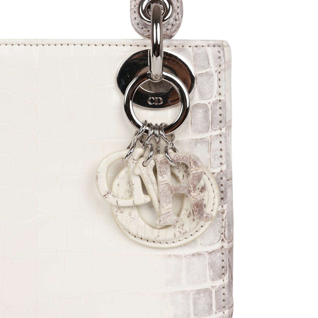 Christian Dior Small Lady Dior Tote White Himalaya CrocoDior Hardware