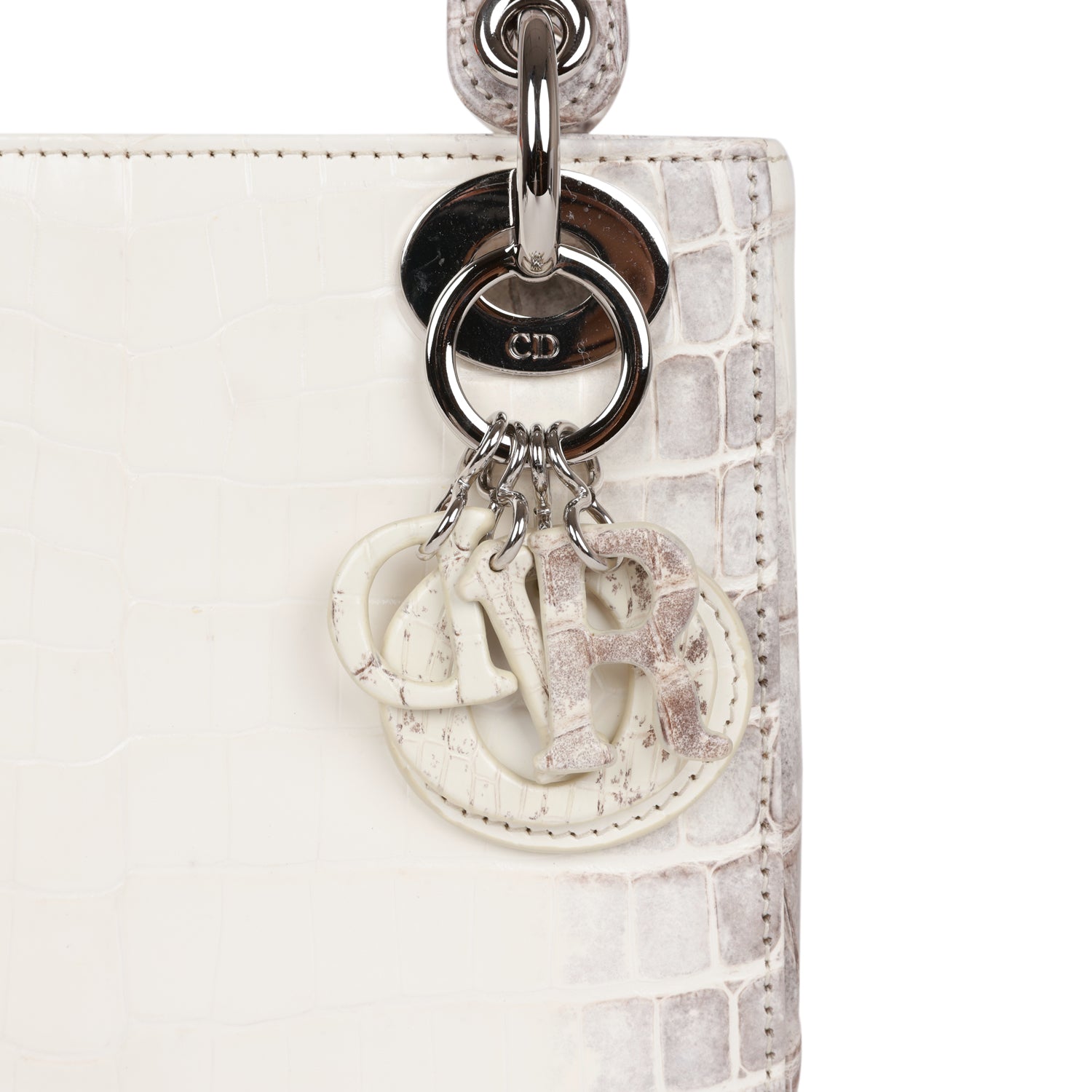 Christian Dior Small Lady Dior Tote White Himalaya CrocoDior Hardware