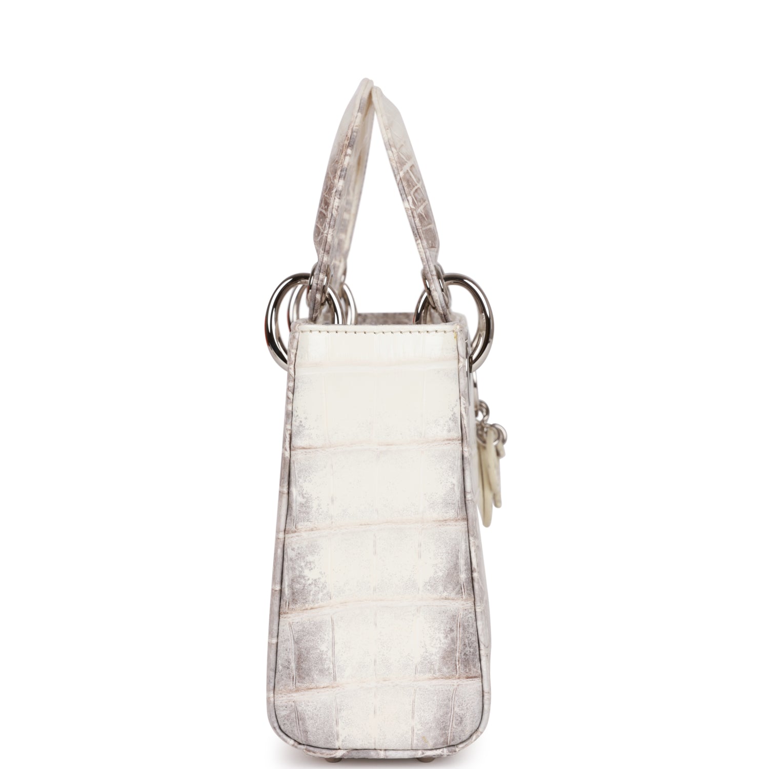 Christian Dior Small Lady Dior Tote White Himalaya CrocoDior Hardware