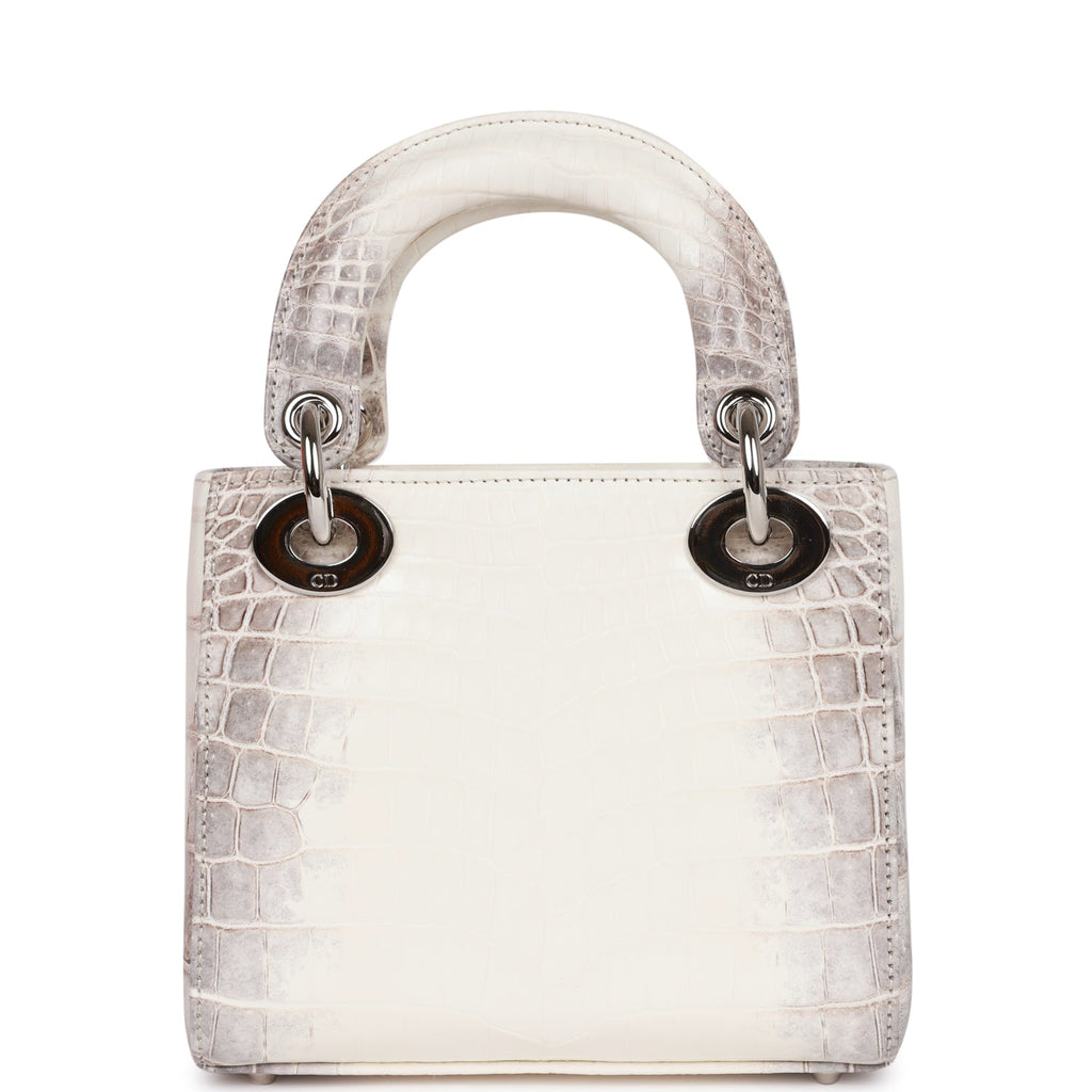 Christian Dior Small Lady Dior Tote White Himalaya CrocoDior Hardware