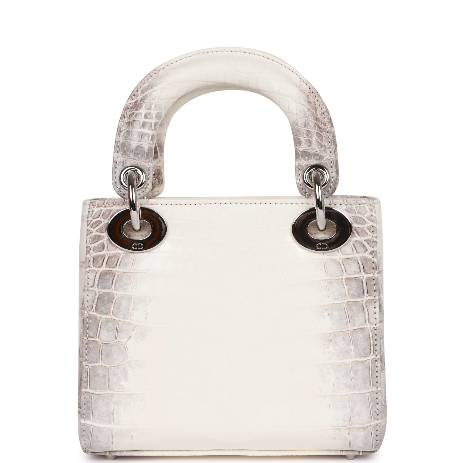 Christian Dior Small Lady Dior Tote White Himalaya CrocoDior Hardware