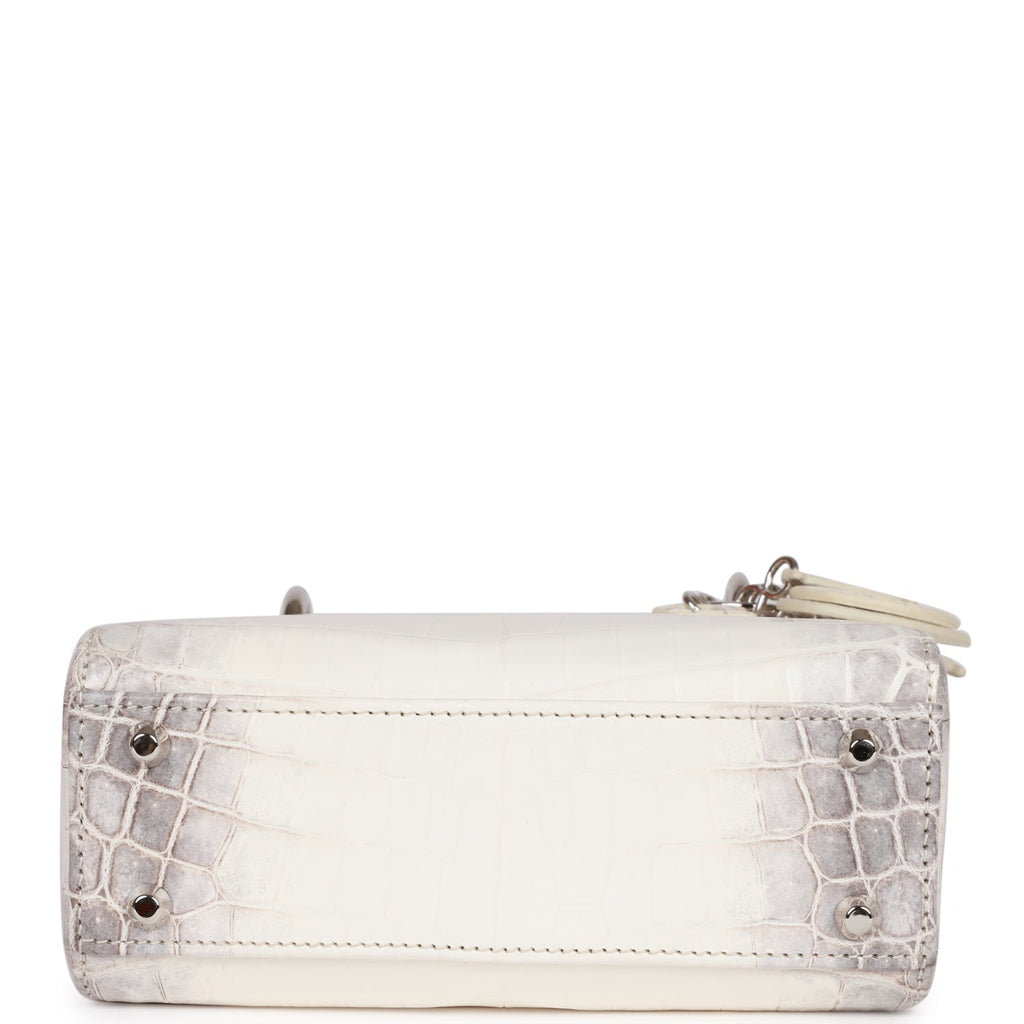 Christian Dior Small Lady Dior Tote White Himalaya CrocoDior Hardware