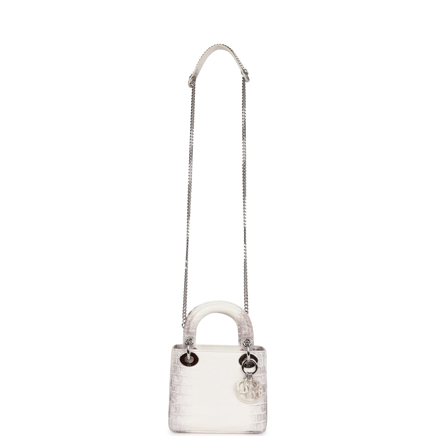 Christian Dior Small Lady Dior Tote White Himalaya CrocoDior Hardware