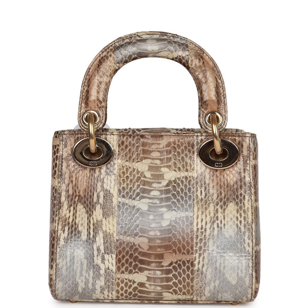 Christian Dior Mini Lady Dior Tote Python Gold Hardware