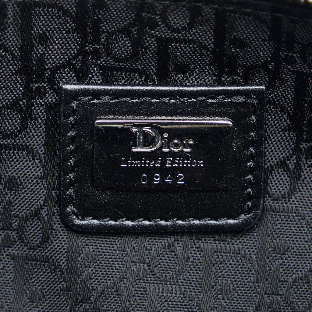 Dior Beaded Floral Saddle Pochette Black