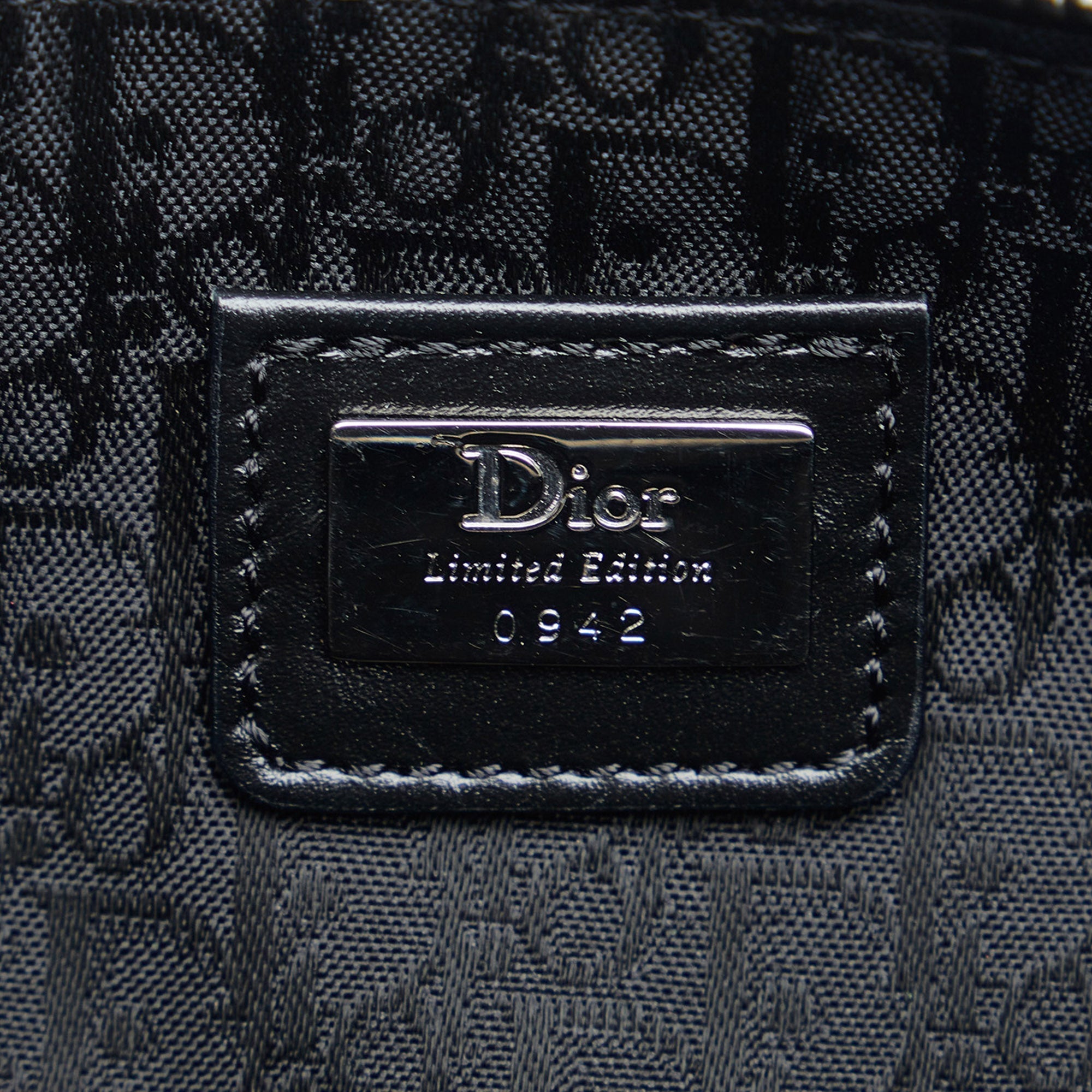 Dior Beaded Floral Saddle Pochette Black