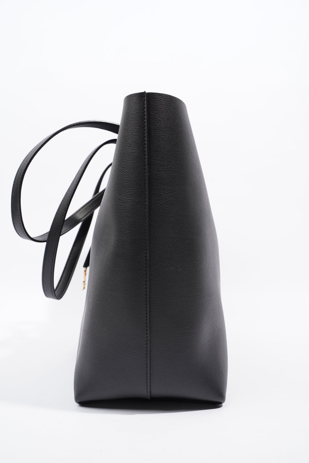 Saint Laurent Logo Print Tote Black Leather Large