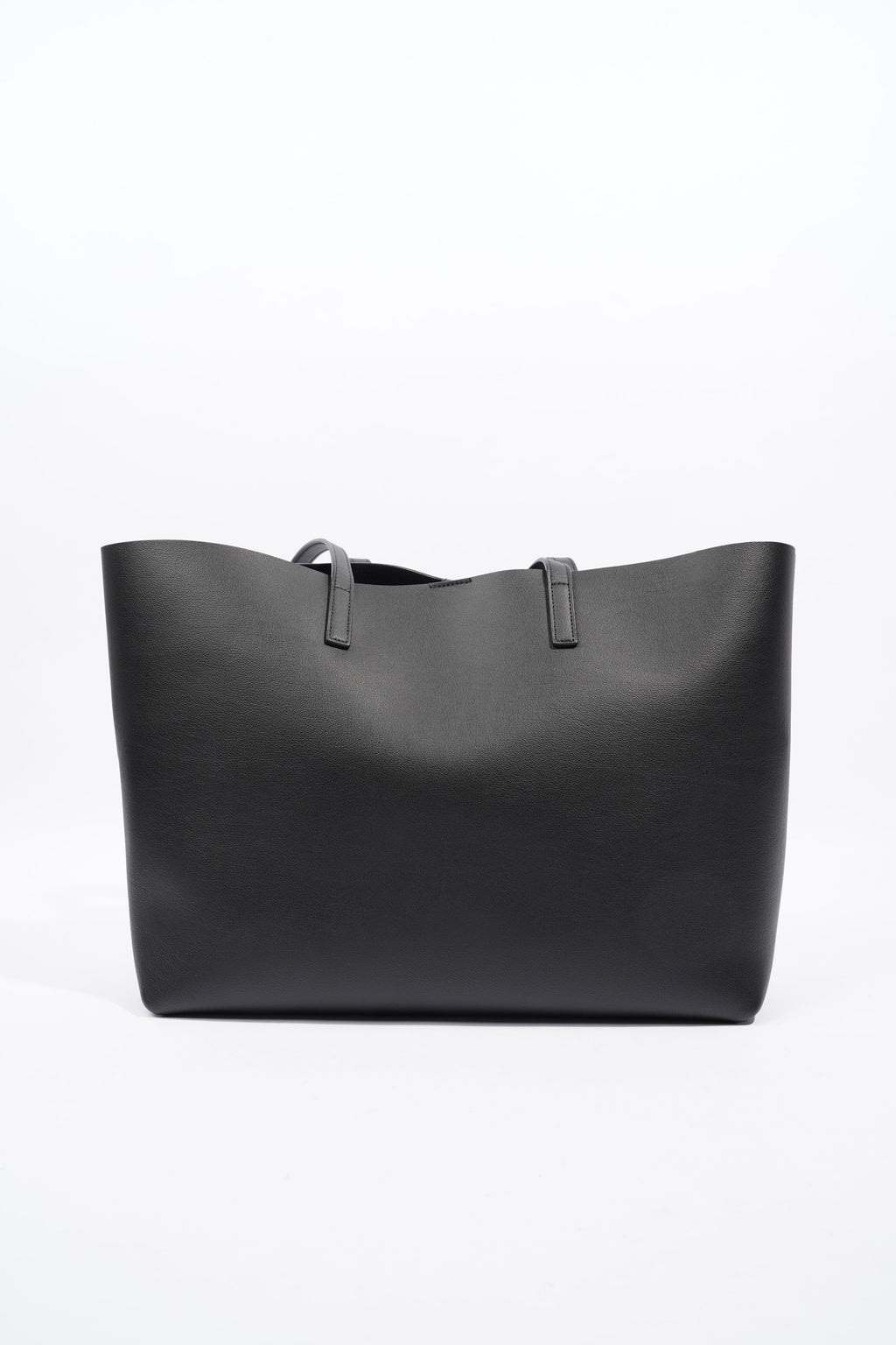 Saint Laurent Logo Print Tote Black Leather Large