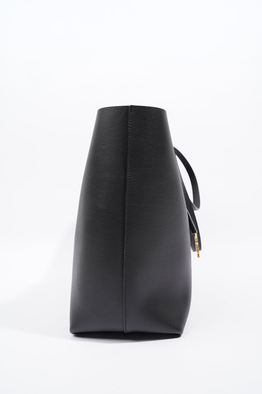 Saint Laurent Logo Print Tote Black Leather Large