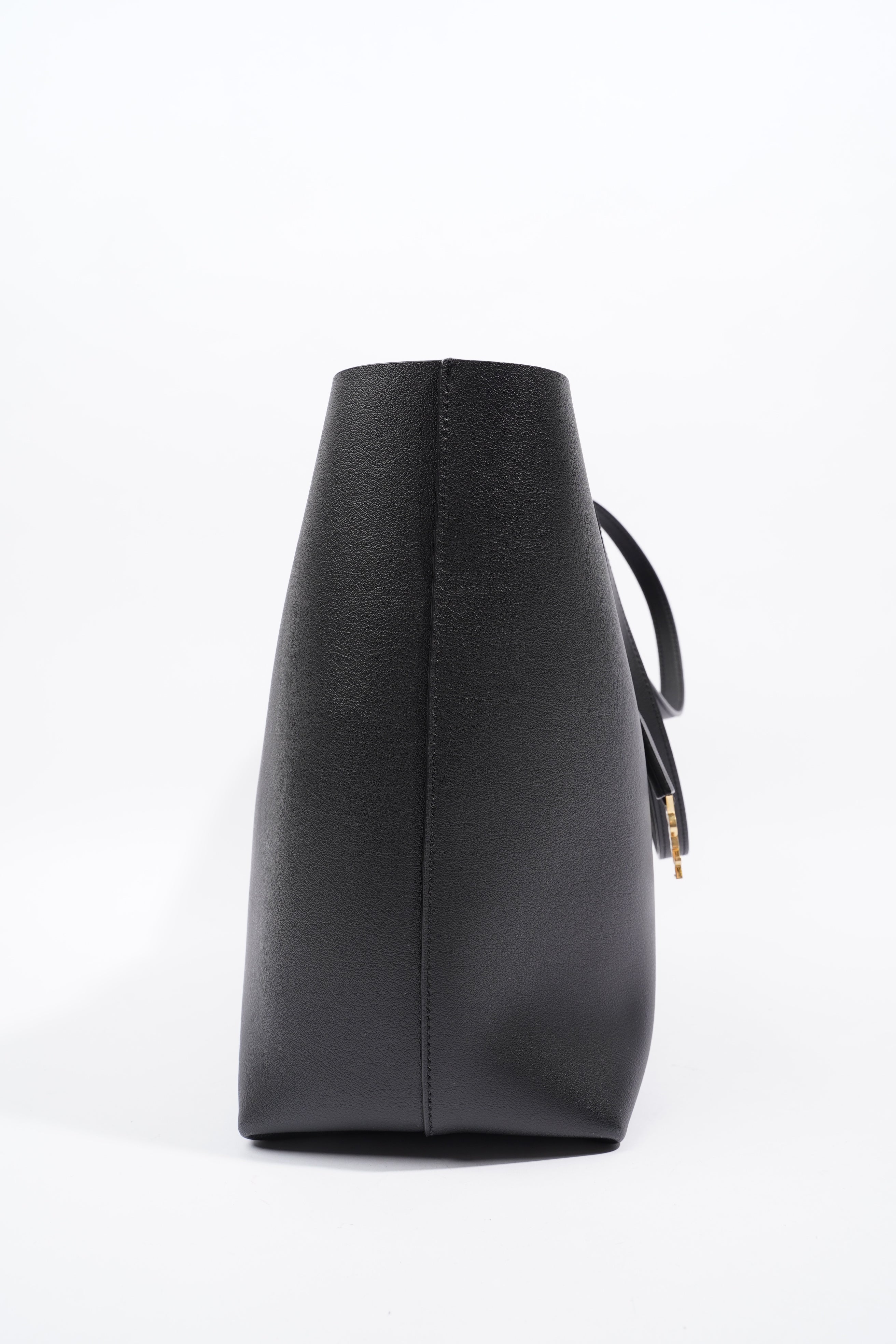 Saint Laurent Logo Print Tote Black Leather Large