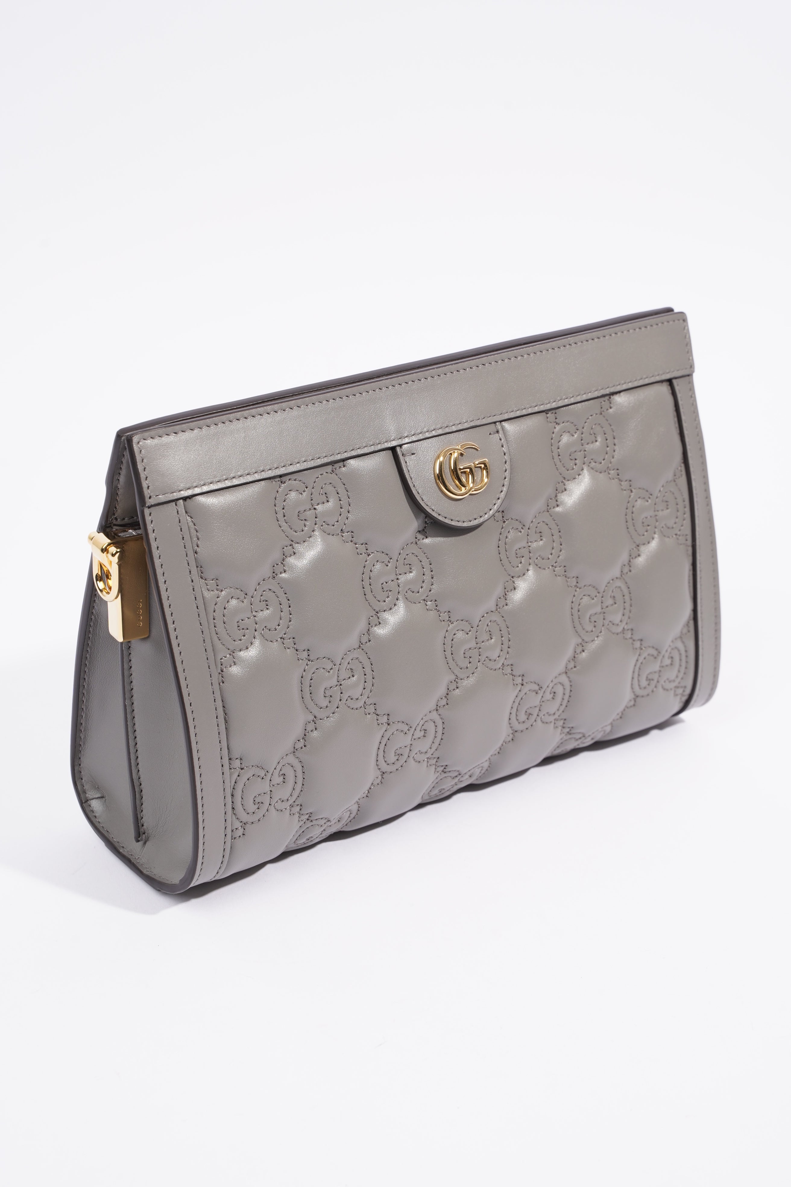 Gucci GG Matelasse Grey Matelasse Leather Small