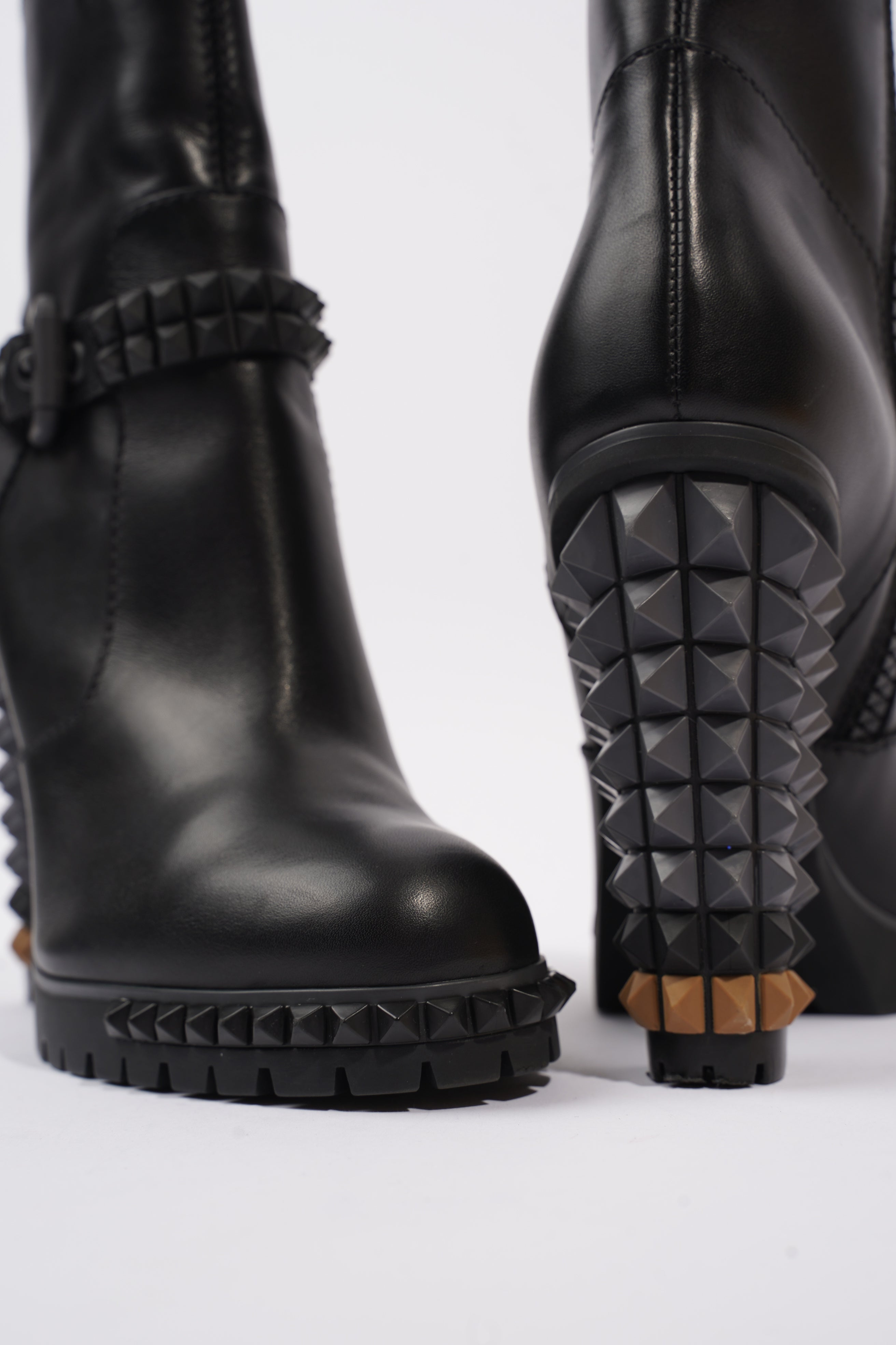 Fendi Buckled Heeled Boots 115 Black Leather EU 40 UK 7