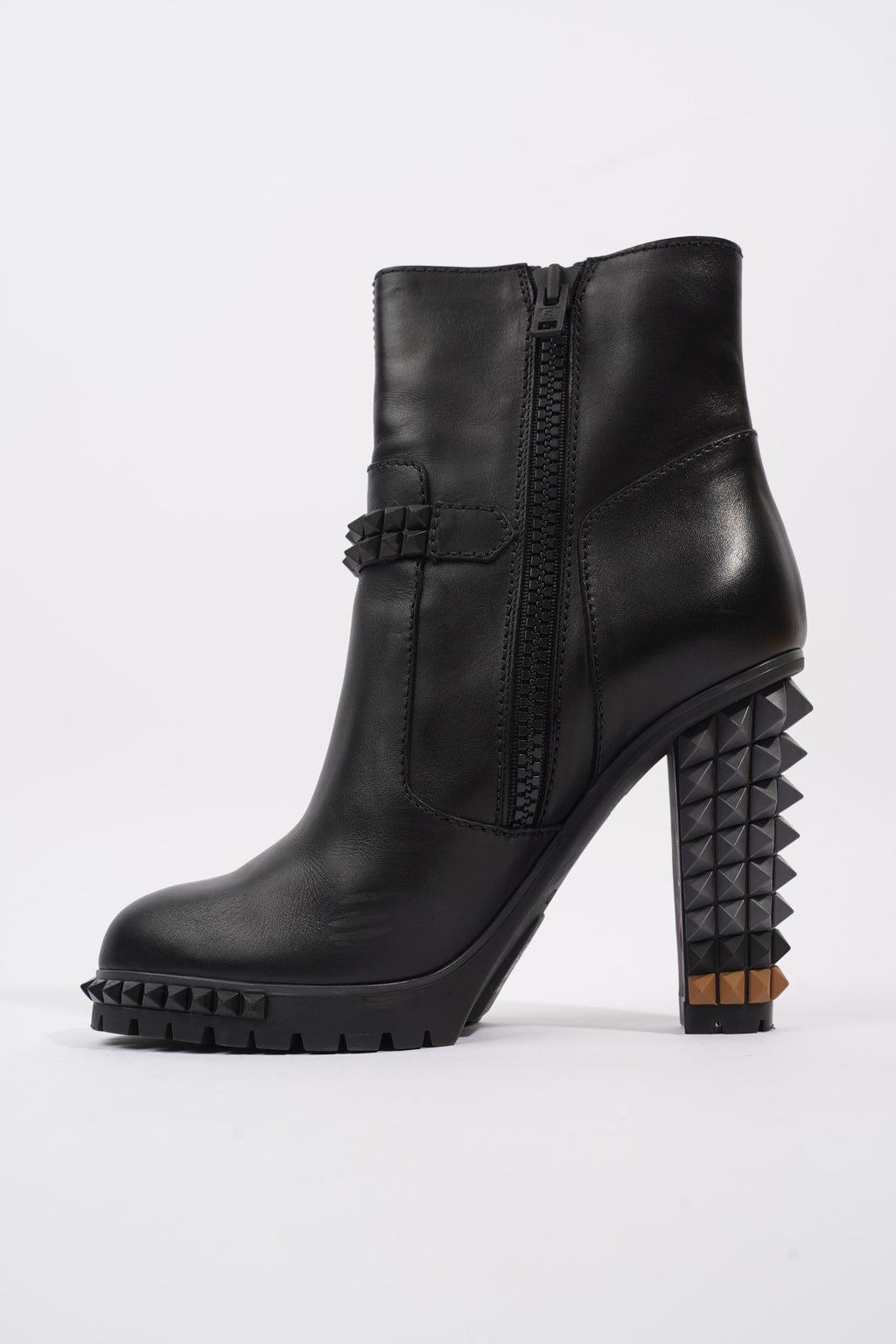 Fendi Buckled Heeled Boots 115 Black Leather EU 40 UK 7
