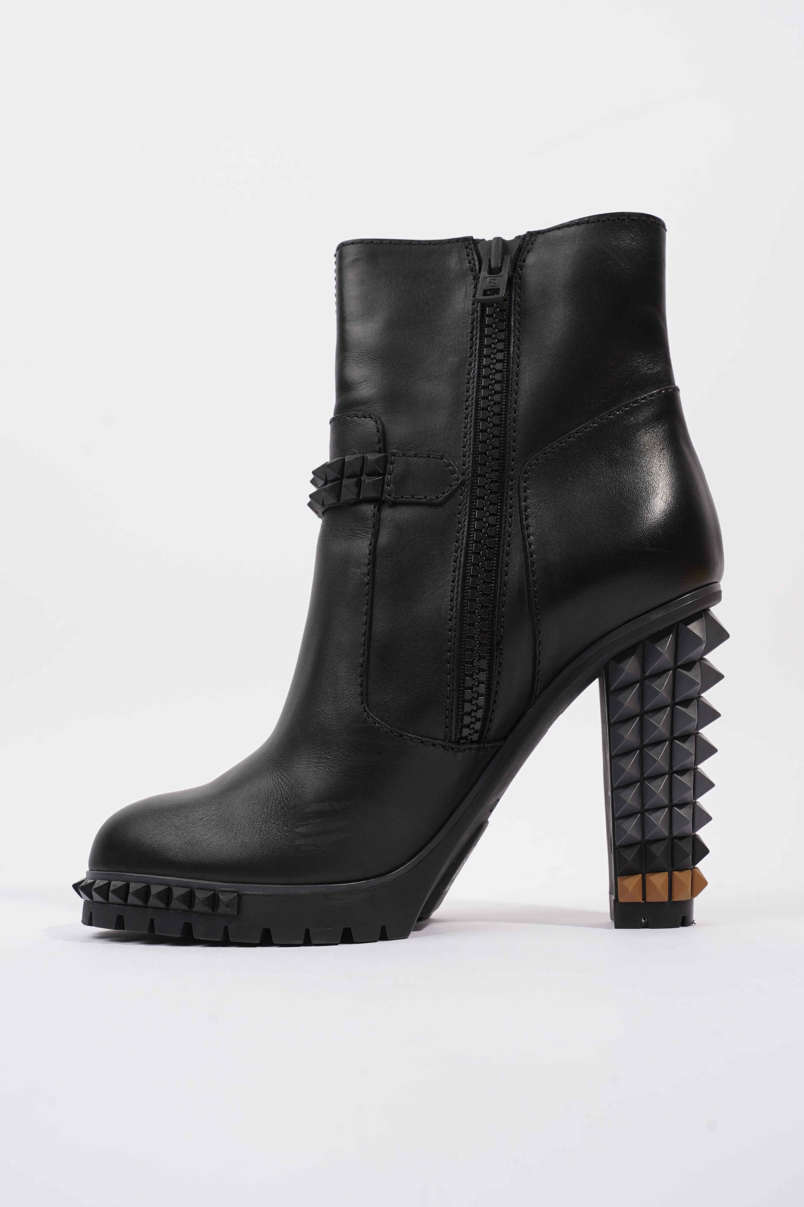 Fendi Buckled Heeled Boots 115 Black Leather EU 40 UK 7