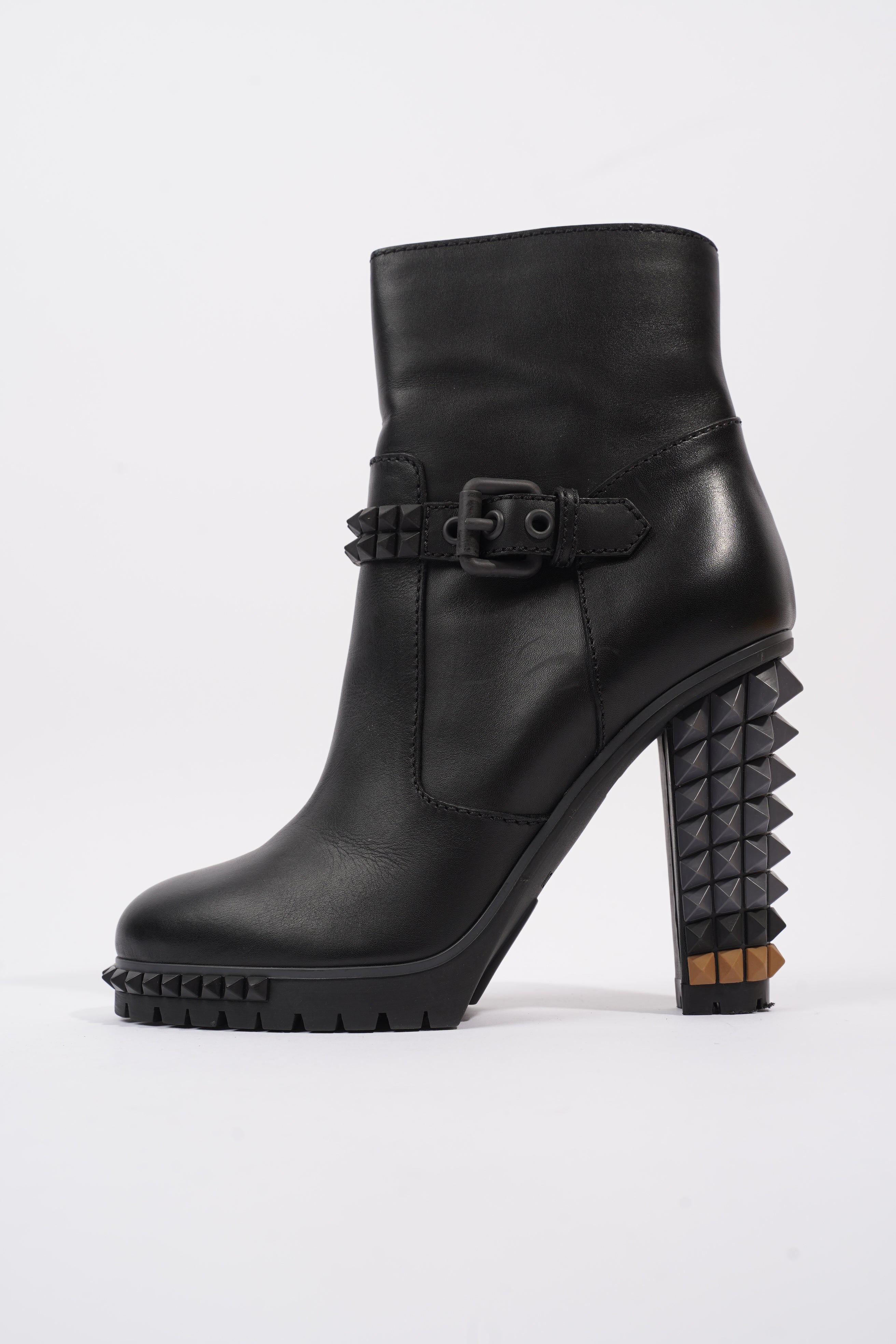 Fendi Buckled Heeled Boots 115 Black Leather EU 40 UK 7