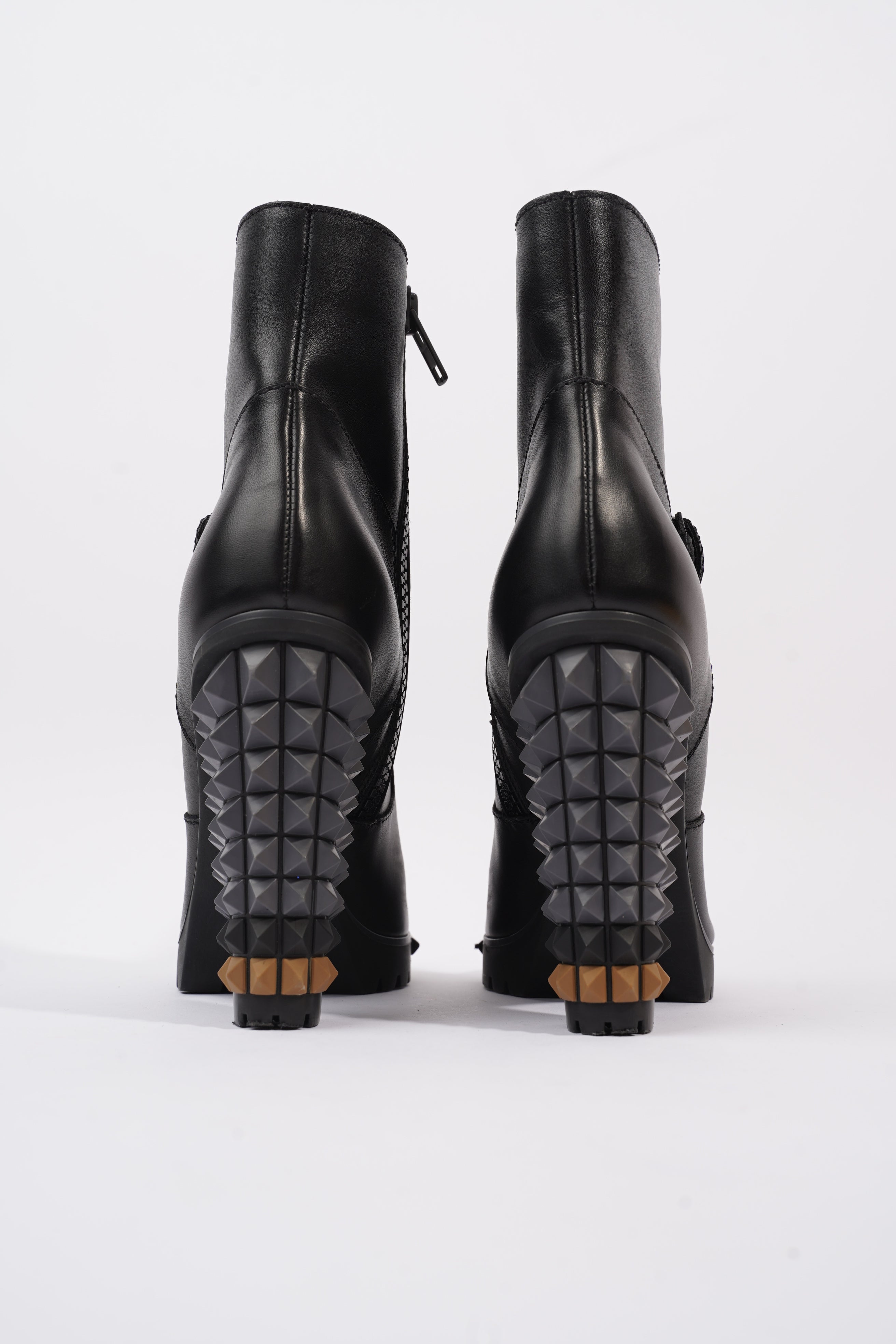 Fendi Buckled Heeled Boots 115 Black Leather EU 40 UK 7