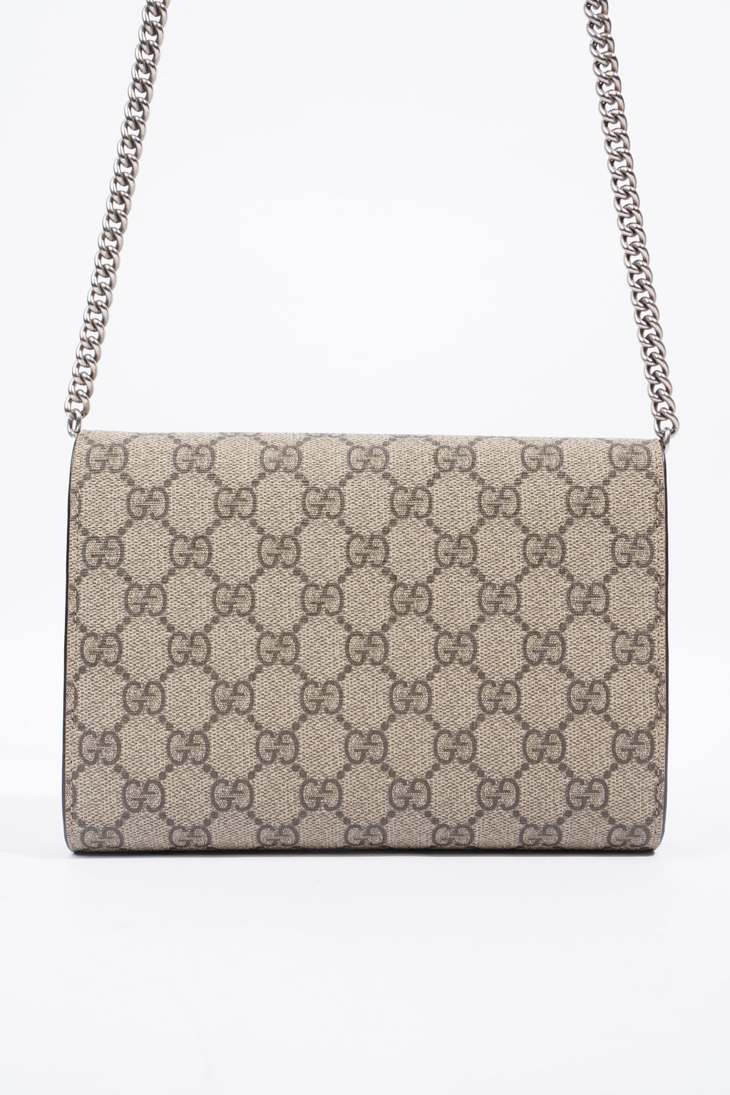 Gucci Dionysus GG Supreme Chain Wallet Beige And Ebony GG Supreme Coated Canvas