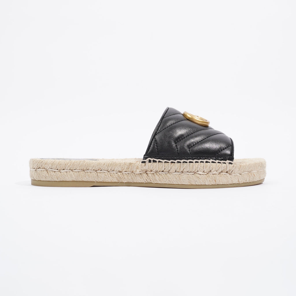 Gucci GG Matelasse Espadrille Black Leather EU 38 UK 5