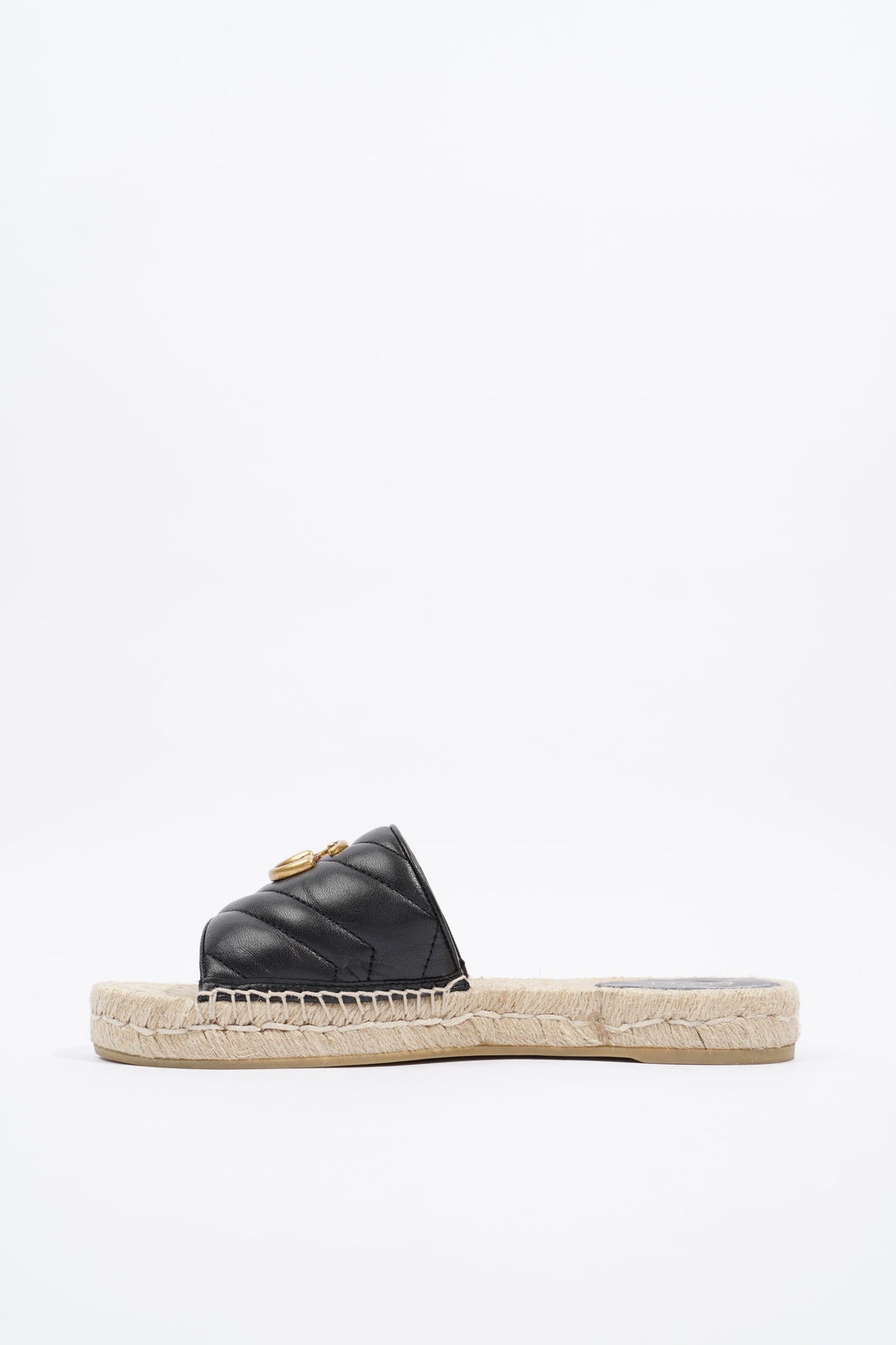 Gucci GG Matelasse Espadrille Black Leather EU 38 UK 5