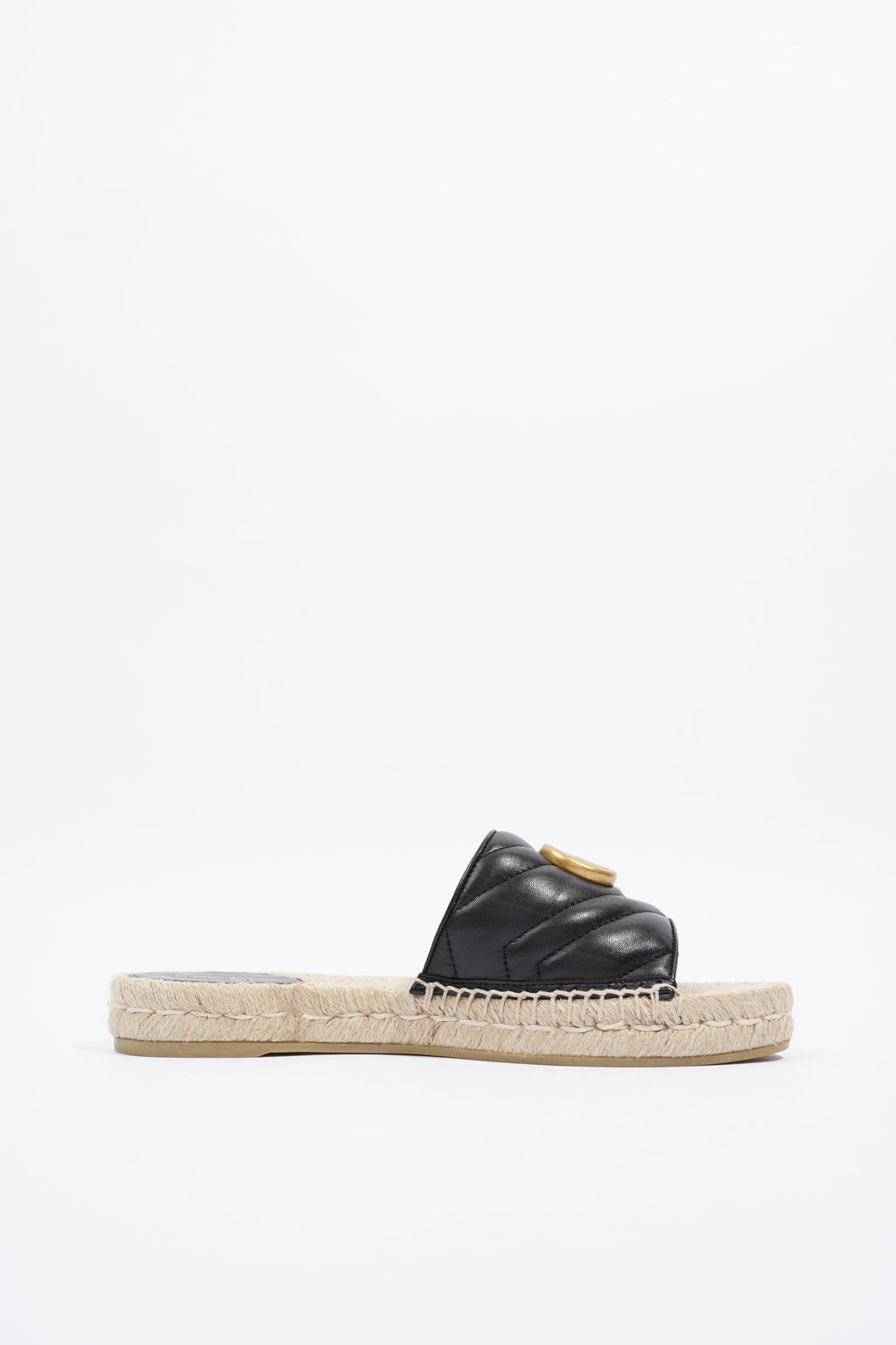 Gucci GG Matelasse Espadrille Black Leather EU 38 UK 5
