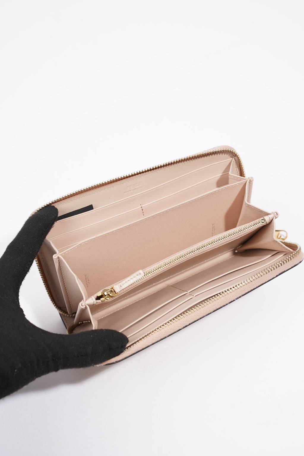 Fendi Zip Around Wallet Pale Pink Leather